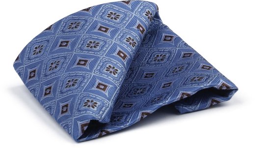 Suitable Zijde Pochet Print Blauw - Pochetten gemaakt van zijde - 25x25 cm