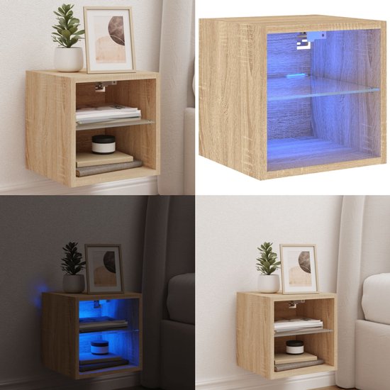 vidaXL Tv-wandmeubel met LED-verlichting 40,5x35x80 cm wit