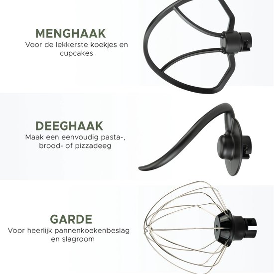Bourgini Elements Keukenmachine - 1000W - 4,5L Mengkom - 8 Snelheden - Pulsfunctie - 3 Vaatwasserbestendige Accessoires - 100% Gerecycled Materiaal (GRS-gecertificeerd) van Bourgini — afbeelding 3