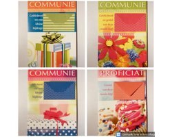4 Luxe Communie Geld Envelop Wenskaarten - Kaart Wens Kaart Communie Plechtig Kerk Christelijk - Communion Kommunion - Eerste Communie - 16.2x11.5cm - 4 Motieven - Met Envelop - Touche Cards