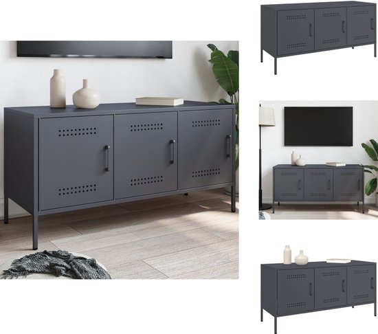 Mobile TV VidaXL Giallo Senape - 100.5x39x50.5cm In Acciaio, Con Ripiano, Per Soggiorno O Camera - Foto 6