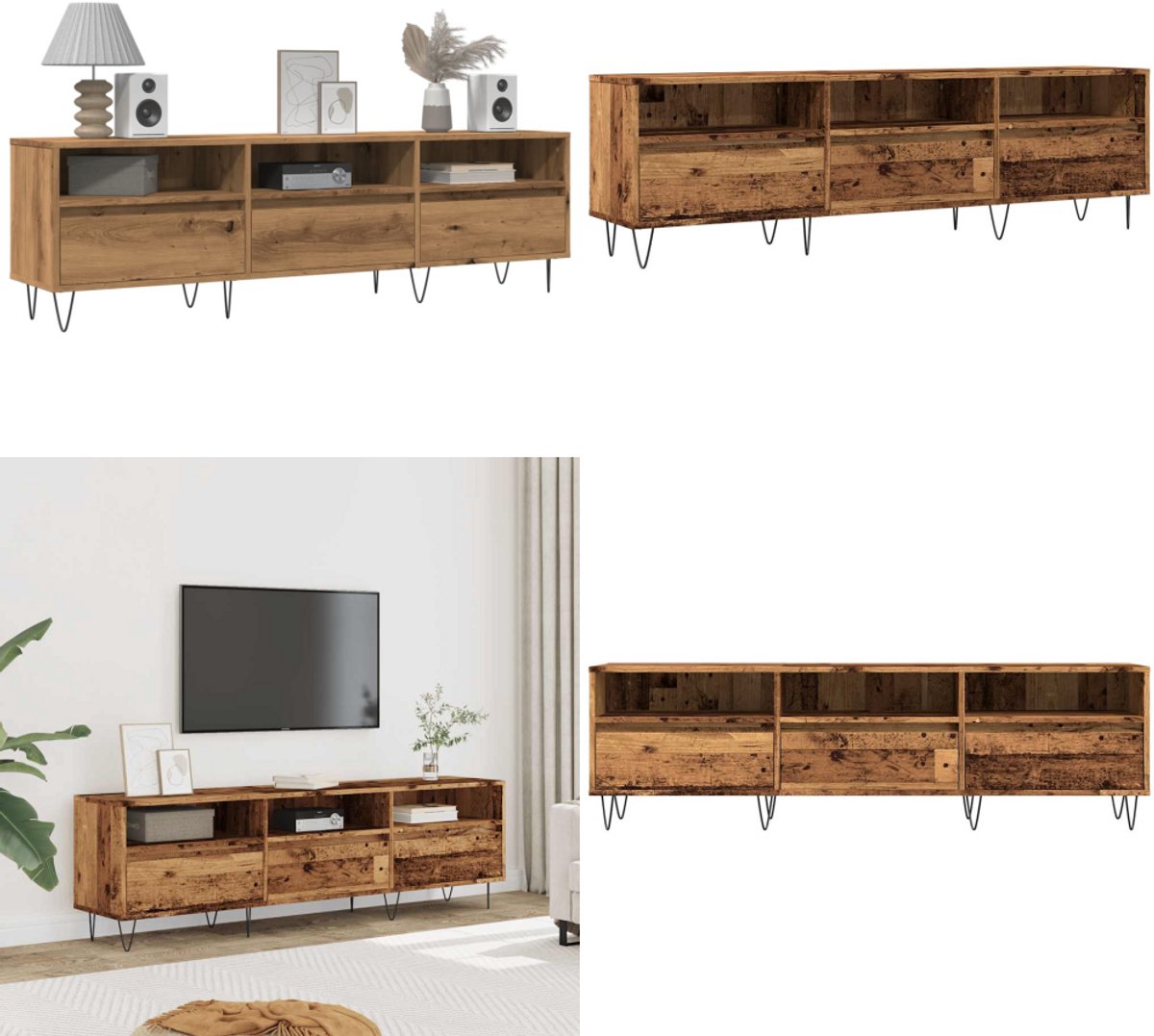 vidaXL TV-kast Zwart 150 x 31 x 47 cm Bewerkt hout