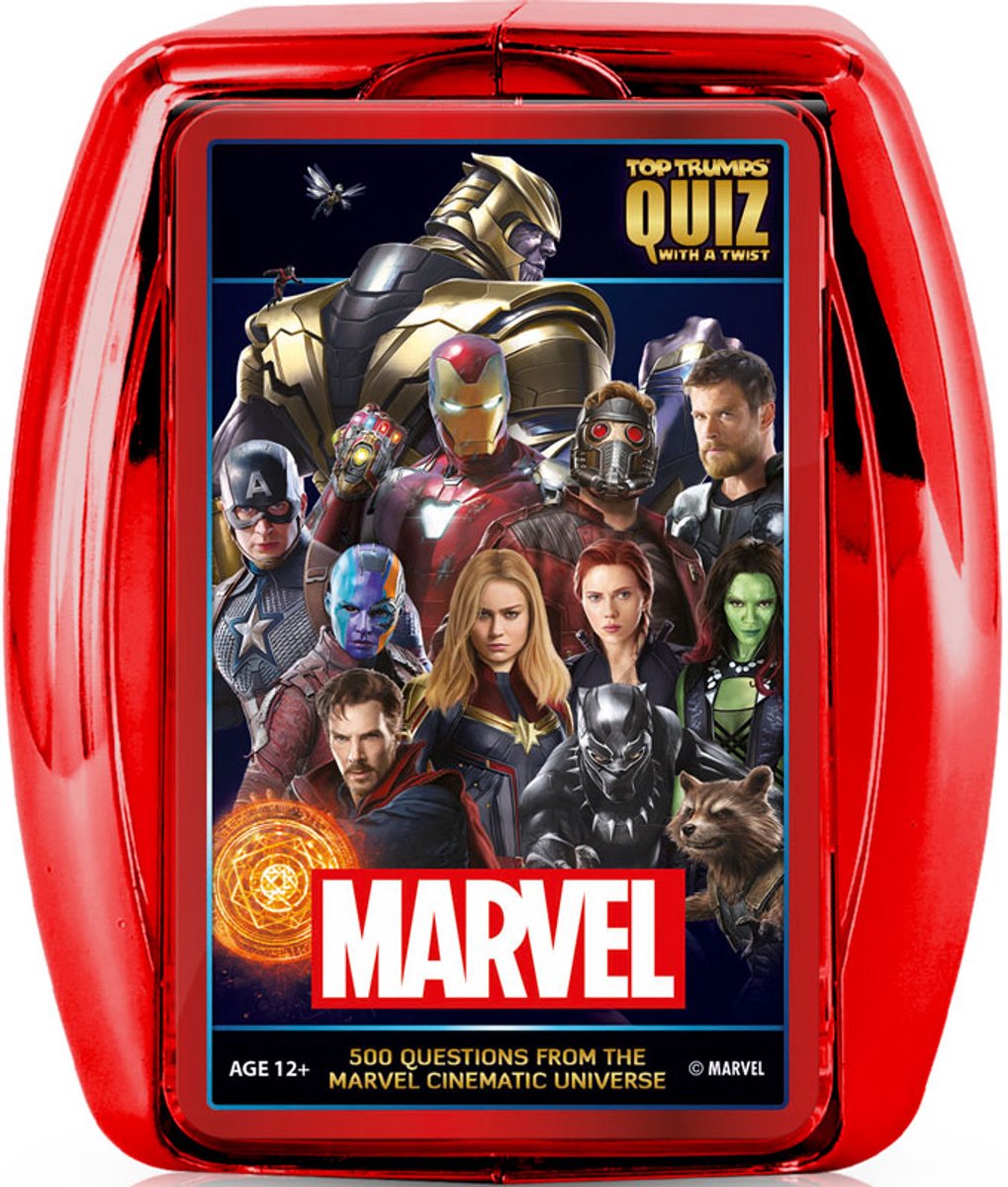 Marvel quiz spel Top Trumps Marvel Cinematic Universe kaartspel.
