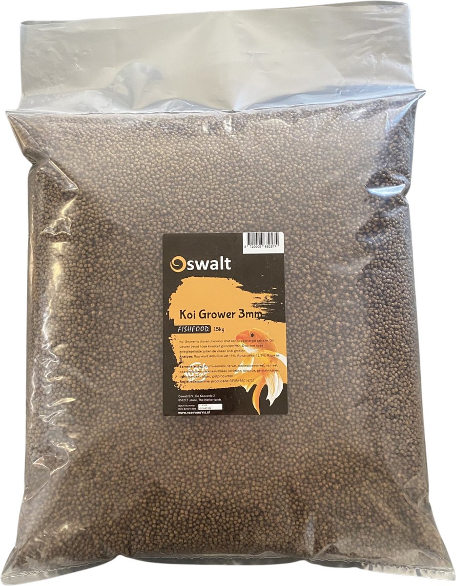 Oswalt Koi Grower - Koivoer - Visvoer - 15kg - 3mm