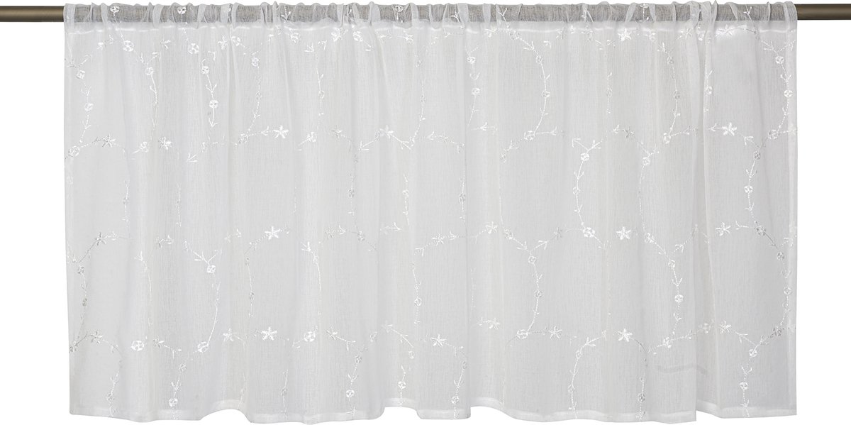 Elbersdrucke Bistro Gordijn Elin 48x135 cm wit transparant Weiß