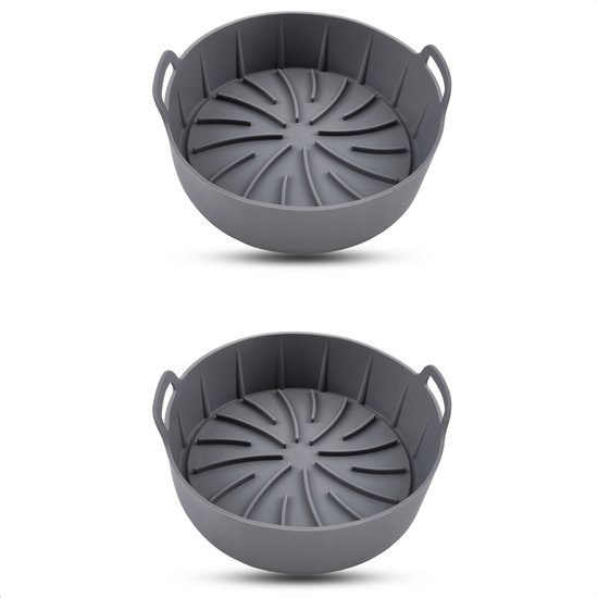 Bodo® Airfryer Bakje - Airfryer Accesoires - 2x 22 cm - Grijs