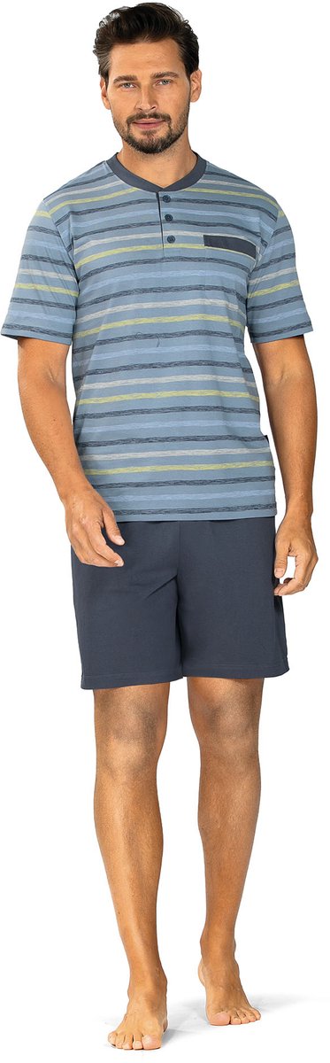 Comte - Heren Shortama - Zomer - Katoen - Blauw Gestreept - Maat XL
