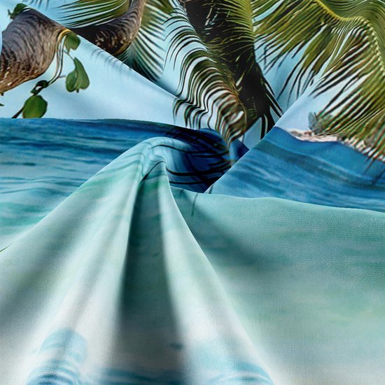Ulticool View Beach Sea Palm Tree - Affiche Tapisserie - 200x150 cm - Groot tapisserie - Affiche Jardin Tapisserie