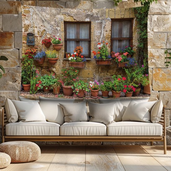 Ulticool - See-through Plantes Fenêtres Fleurs Nature - Tapisserie affiche - 200x150 cm - Groot tapisserie - affiche Jardin Tapisserie