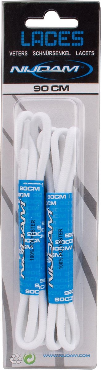 Nijdam Veters Rond - 90 cm - 1 Paar - Wit
