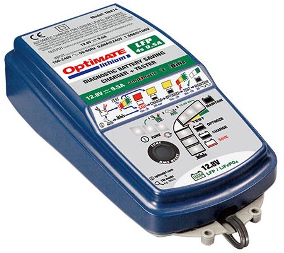 OptiMate Lithium 4s 10A 12.8 V LiFePO4 Acculader & Onderhouder – 10-stappen Automatische Lader met TUNE-modus – Veilig & Weerbestendig – Voor Motor, Auto, ATV & Watersport