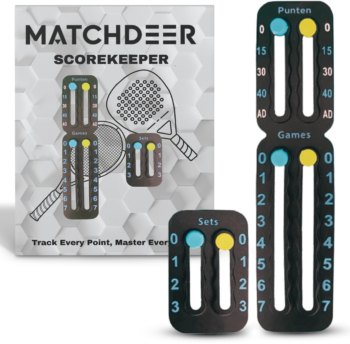 MATCHDEER Scorekeeper - Scorekeeper Padel en Tennis - Padel ballen - Padel racket - Padel en Tennis - Scorekeeper - Zwart
