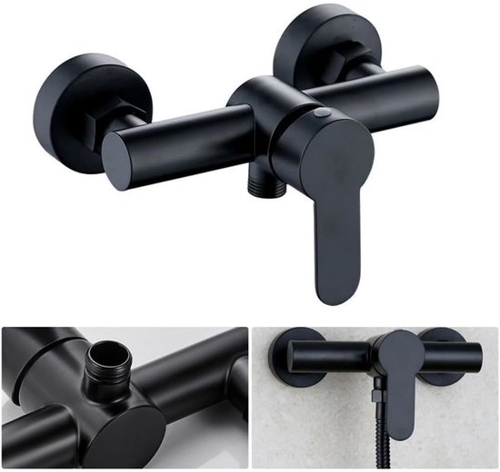 304 roestvrijstalen douchekraan - badkamer warme en koude douchemengkraan - zwart