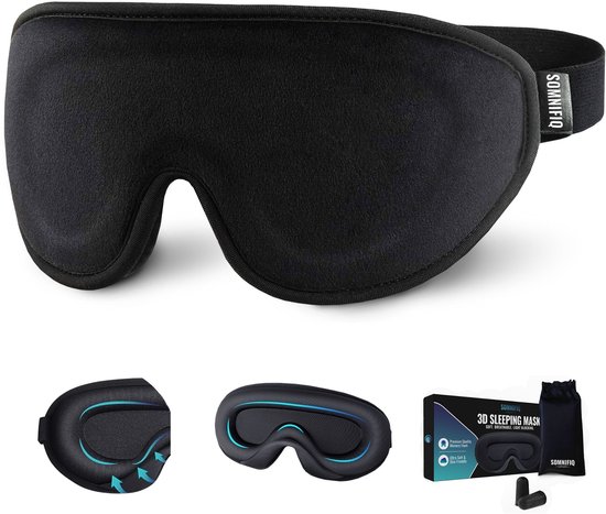 Somnifiq Slaapmasker - Luxe 3D Oogmasker - Zijden Slaapmasker - Traagschuim - 100% Verduisterend - Voor Mannen en Vrouwen