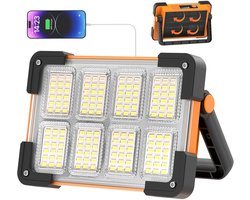 Batterij LED-schijnwerper - Bouwplaats LED-schijnwerper - 4 modi Oplaadbaar LED-licht op zonne-energie - Draagbare LED waterdichte USB-werklamp - Oplaadbare draagbare LED-lamp voor garage, kamperen, onderhoud, noodgevallen