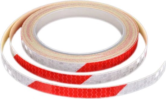 Foto: Doodadeals reflecterende tape reflecterende stickers fiets reflector sticker 8 meter x 10 mm rood wit