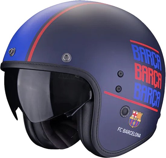 Scorpion Belfast Evo FC Barcelona Blauw Mat Jethelm - Helm