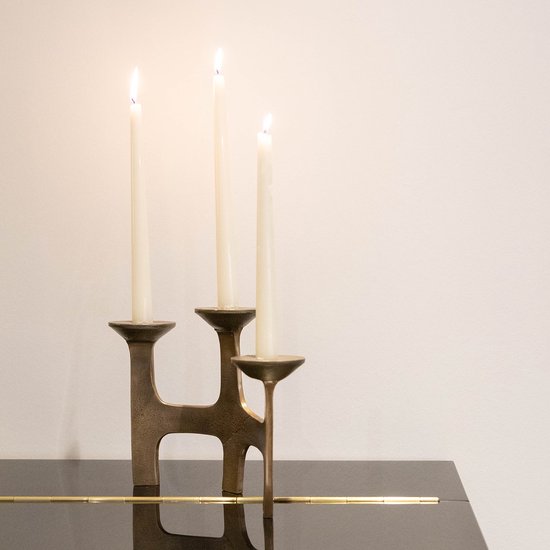 Atmooz - Bougeoir Amour S/3 - Messing Antique - Pour 3 bougies - 27x11x20 cm - Décoration de Table Elégante