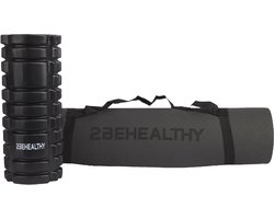 2BEHEALTHY Yogamat & Foamroller Set - Yogamat Antislip 0,8 m - Sportmat - Joga Mat - Fitnessmat - Meditatiemat - Exercise Mat - Massage Roller - Foamrol