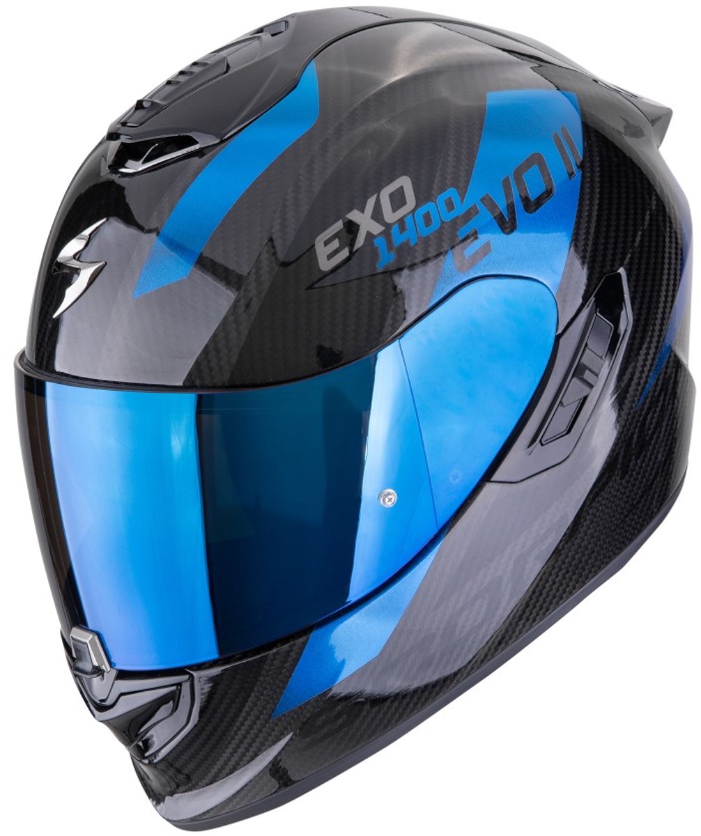 Scorpion EXO-1400 Evo II Carbon Air Platted Zwart Blauw Integraalhelm - Maat XXL - Helm