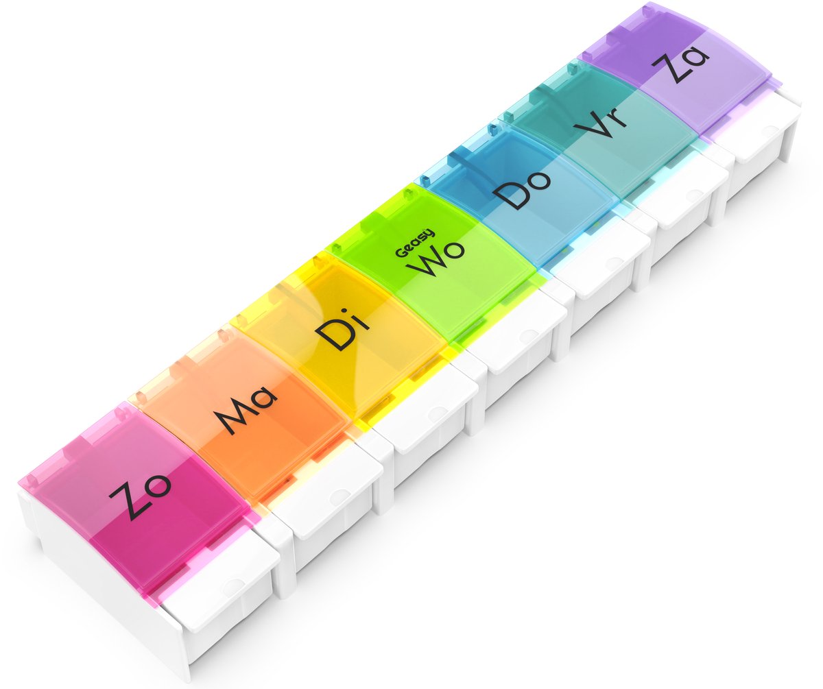 Goedkoopste GEASY Pillendoos 7 dagen - Pillendoos met handig kliksysteem - Medicijndoos met Grote vakken - Pillndoos 7 dagen met sterke vergrendeling - Nederlandstalige Pillendoos - Medicijndoosje 7 dagen – Pillendoosje