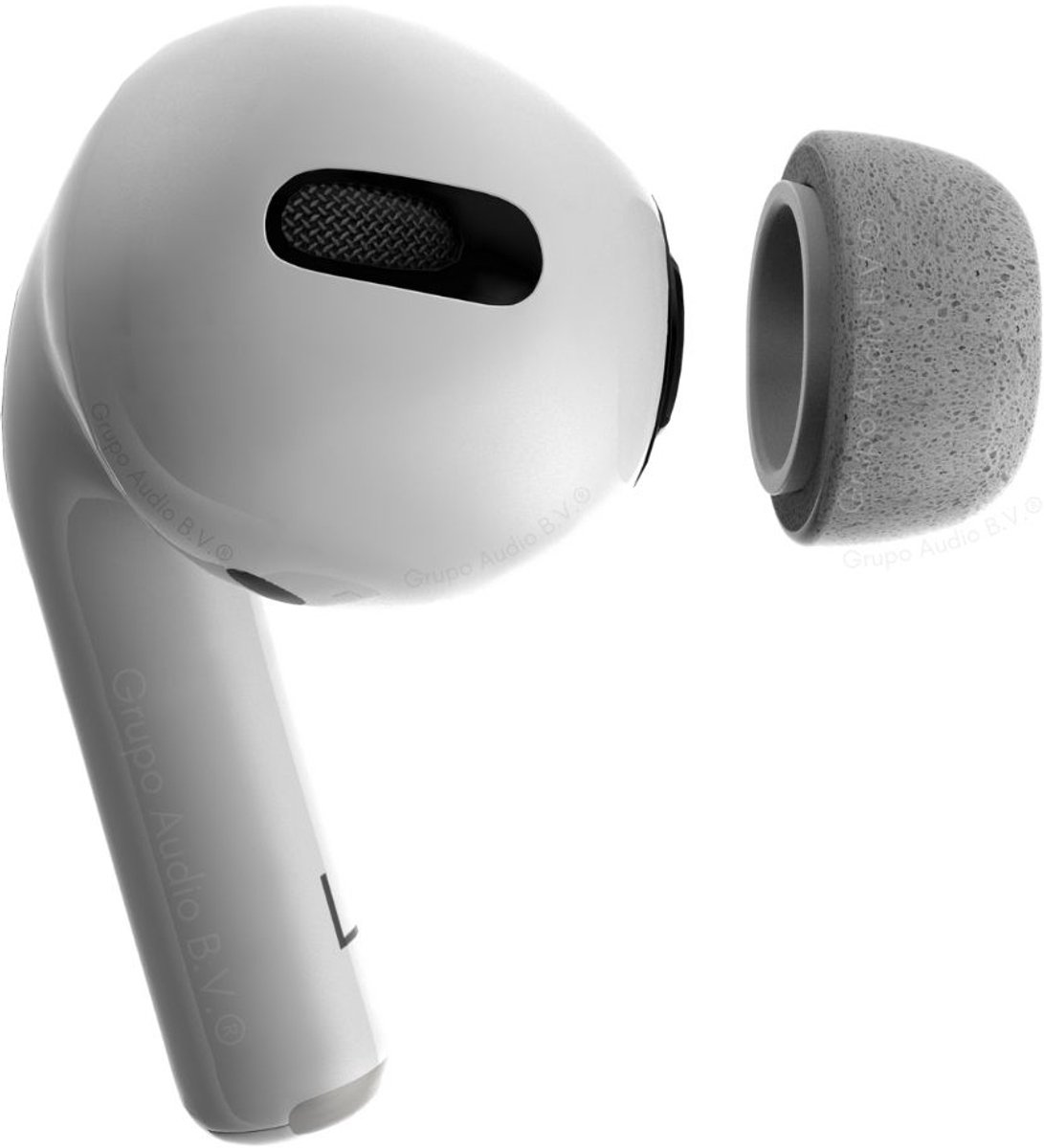 Foam eartips geschikt voor Airpods Pro (2) - licht grijs - 6× Small - zachte memory foam opzet oortjes - foamigo®