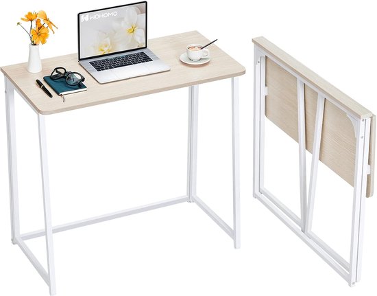 Compact bamboe opvouwbaar bureau met opbergplank, 80 cm, draagbare