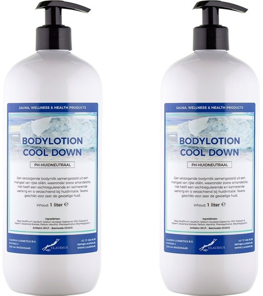 Bodylotion Cool Down 1 Liter - met gratis pomp - set van 2 stuks