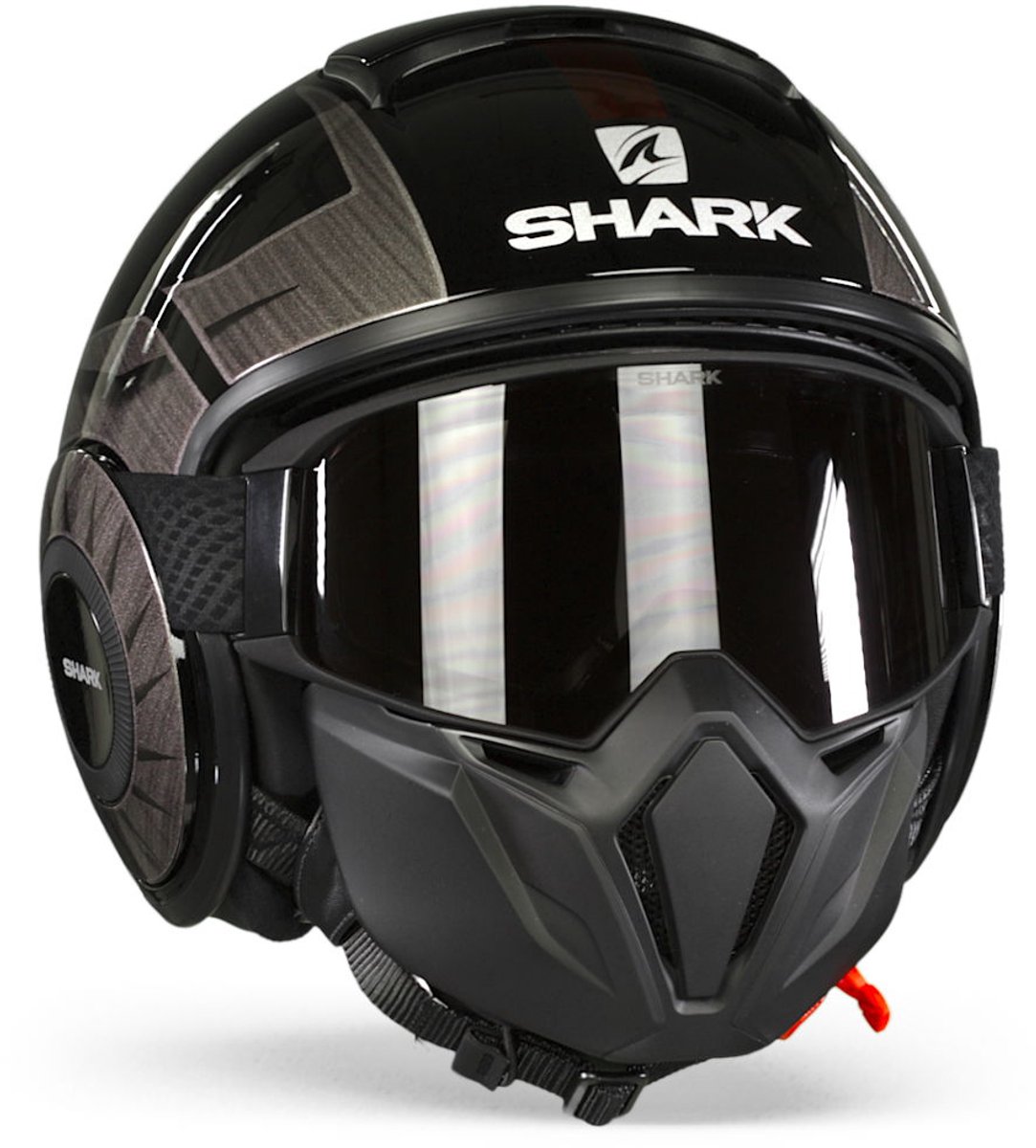 SHARK STREET DRAK TRIBUTE RM Motorhelm jethelm Zwart Chroom Rood - Maat XS – foto 4