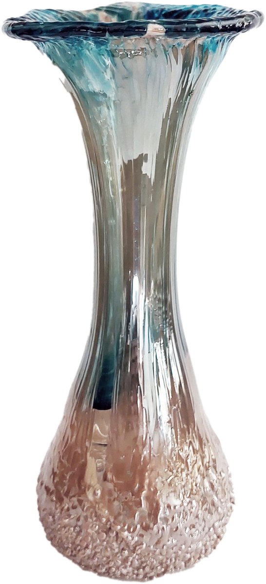 Gedenkobject Sier Mini Urn As Vaas Glas Glasreliek Sierurn Bloem Blue Taupe