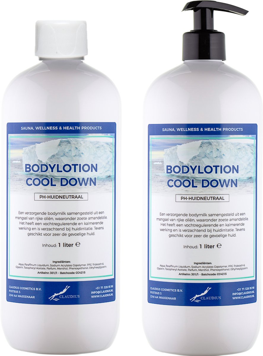 Bodylotion Cool Down 1 Liter - met gratis pomp - set van 2 stuks
