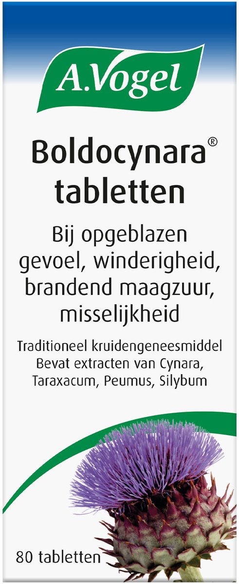 Goedkoopste A.Vogel Boldocynara tabletten - Bij opgeblazen gevoel, winderigheid, misselijkheid en brandend maagzuur - 80 st