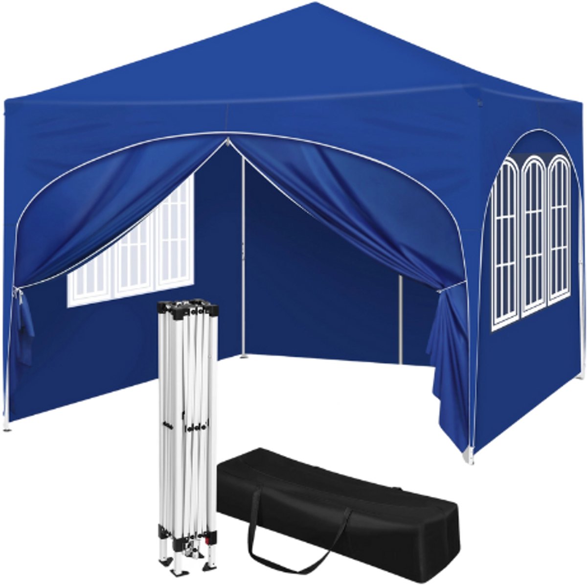 Mygroot - Partytent - Partytent met zijwanden - Blauw - Opvouwbaar - Easy up - Paviljoen - Waterdicht weerbestendig - 3x3 m