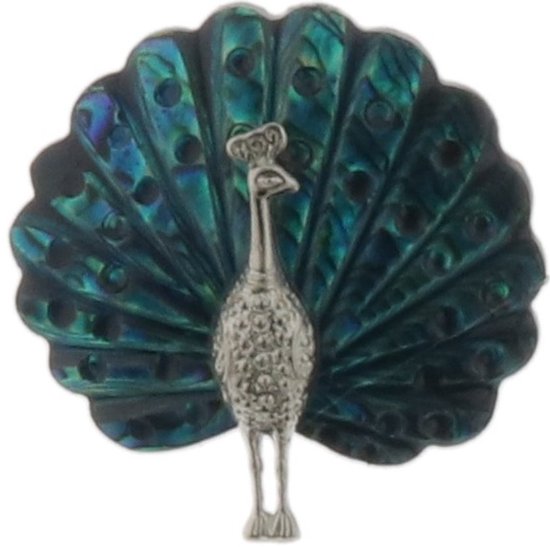 Broche Paon Argentée - Occasion, Vintage - Décoration Vestimentaire - Style Broche