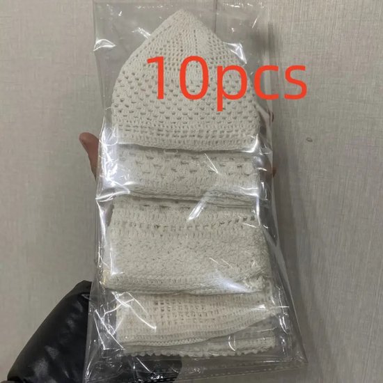 Bovista Kufi - Gebedshoed - Islam - Alhamdulillah - Islamitische Kleding - Moslim Kleding - Wit - 10pc