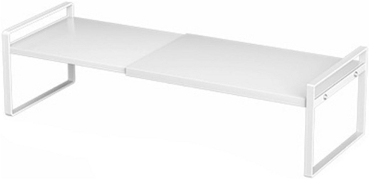 Refein Uitbreidbare kast organizer plank, uitschuifbare keukenkast opbergplank, duurzaam koolstofstaal kruidenrek voor thuis keuken aanrecht voorraadkast 25 cm hoog (wit