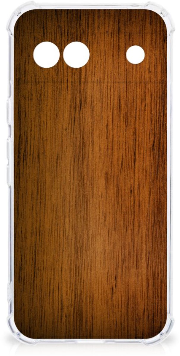 Google Pixel 8A Stevig Telefoonhoesje Donker Hout