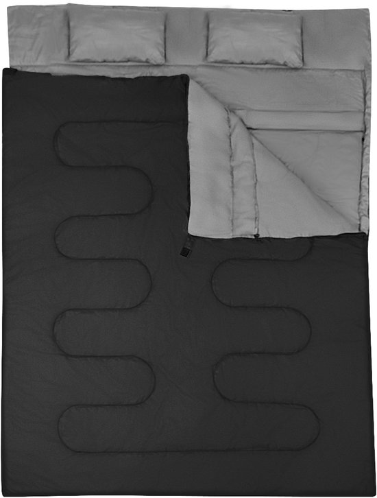COSTWAY 2 en 1 sac de couchage double, sac de couchage simple XL, sac de couchage couverture 2 personnes / avec 2 oreillers / 220x150cm / pour camping, randonnée, activités de outdoor