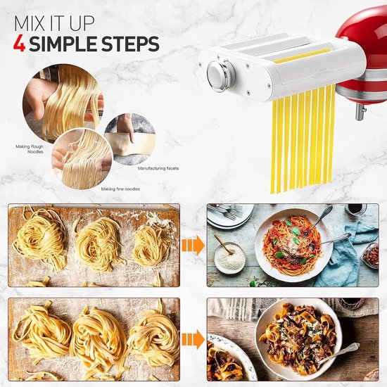 Pasta Roller & Slicer Attachment 3-in-1 Set for KitchenAid Blender - Pasta Roller Spaghetti Cutter Fettuccine Cutter - Kitchen Cooking Tool pasta droogrek — afbeelding 5