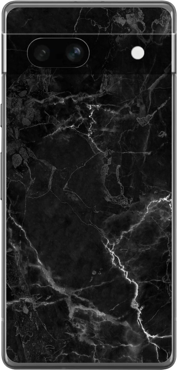 Telefoonhoesje Geschikt voor Google Pixel 7a hoesje - Marmer print - Zwart - Wit - Textuur - Marmer printlook - Siliconen Telefoonhoesje Telefoonhoesje