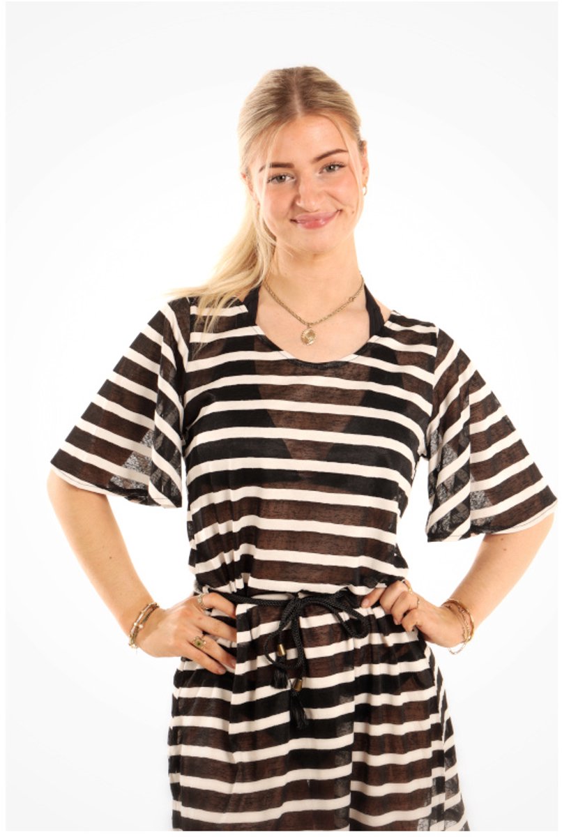 Donne del Sole - Strandtuniek Maia - Zwart-wit - Maat XXL