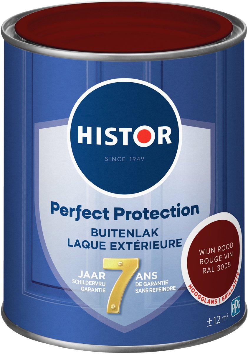 Histor Perfect Protection Buitenlak - Houtlak - Houtverf voor Buiten - Hoogglans Verf voor Hout - Buitenverf - Wijn Rood RAL 3005 - 0.75 L – foto 5