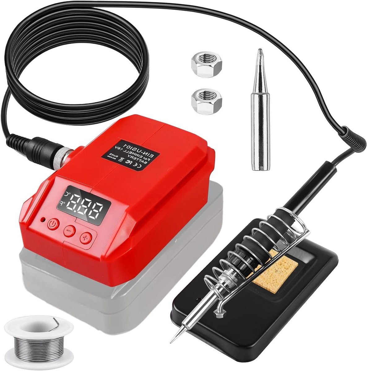 Accu soldeerbout 18V Li-ion accu 60W LCD draadloze soldeerbout instelbare temperatuur 180-480 °C met 50 g soldeerdraad