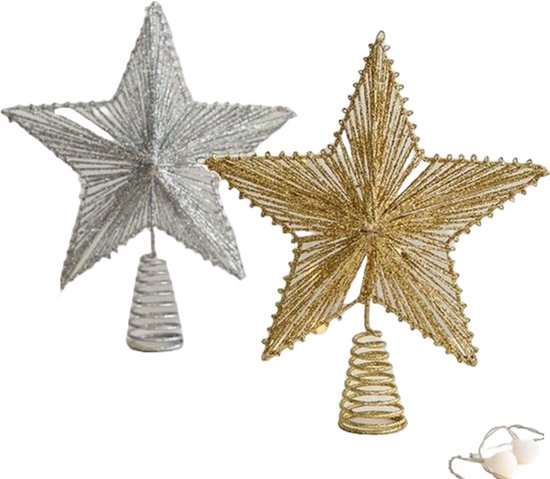 S&E Zilveren Metalen Boomtopper in de Vorm van een Ster - Kerstster zilver