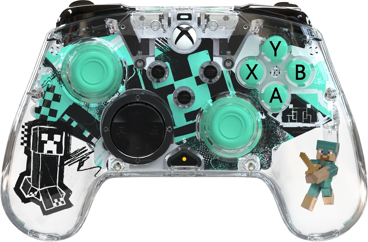 PDP Minecraft Steve Diamond Print Meerkleurig, Transparant USB Gamepad PC, Xbox