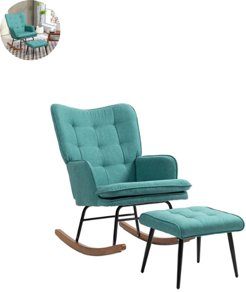 Fauteuil - Relaxfauteuil - Relaxzetel - Relaxstoel - Stoel - Met armleuning - Voor één Persoon - Fluweel - Donkergroen