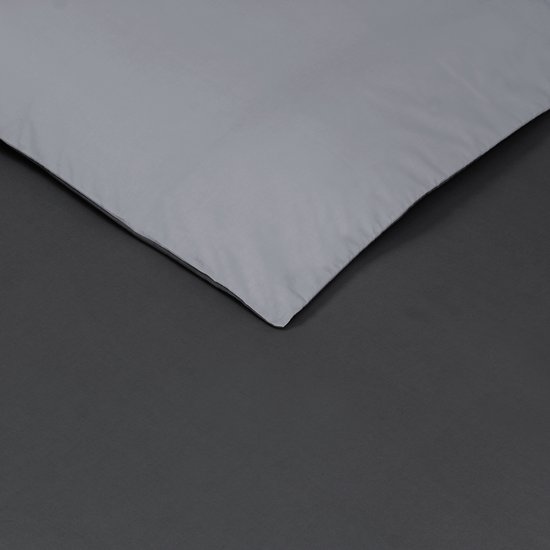 VISION Bicolor - Tweezijdig omkeerbaar Dekbedovertrekset - Eenpersoons - Dekbedovertrek 140 x 200 cm met 1 bijhorende sloop - 100% katoen - Antraciet/grijs van VISION — afbeelding 3