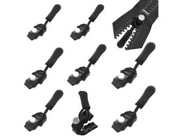 Ritssluiting Reparatie Set - Rits Repareer Set - 8 Stuks - 2x Klein 4x Medium 2x Groot - Vervanging Rits Set - Rits Reparatie - Ritssluiting Repareren - Makkelijk Gebruik - Ritstrekker - Ritsverlengers en -Sluitingen - Ritssluiting - Jas - Tas -Zwart
