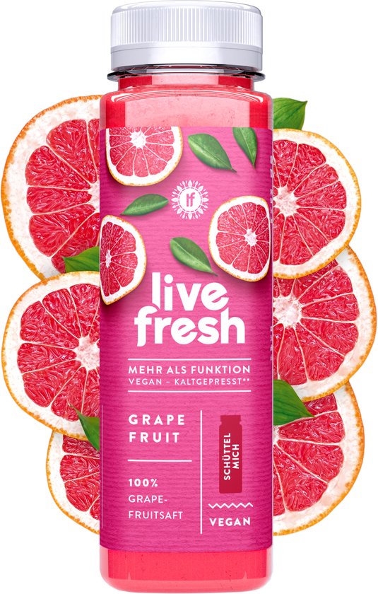 Foto: Livefresh 100 grapefruitsap koudgeperst saptap zonder toevoegingen pompelmoes vruchtensap gemaakt in duitsland 12x250ml