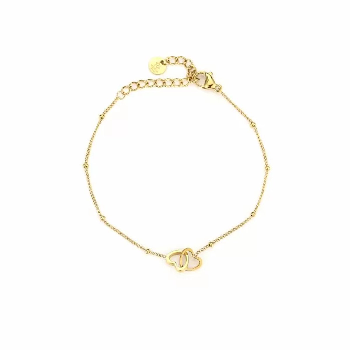 Armband Stainless Steel - Goud - Dubbel Hartje